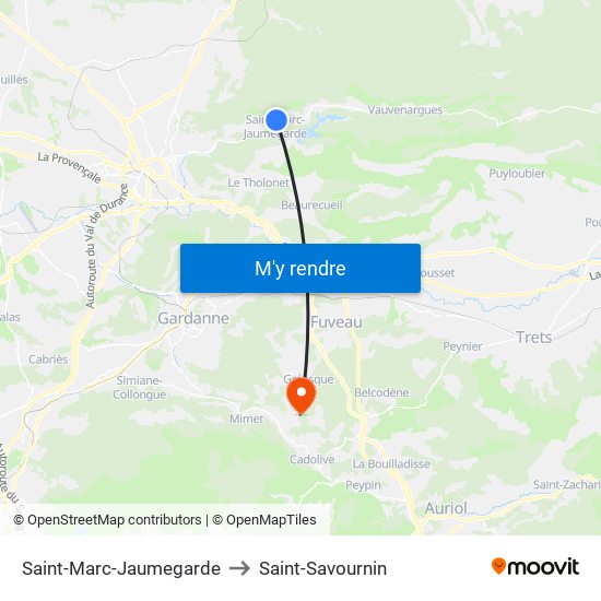 Saint-Marc-Jaumegarde to Saint-Savournin map