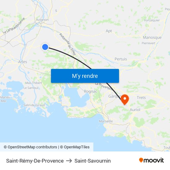 Saint-Rémy-De-Provence to Saint-Savournin map