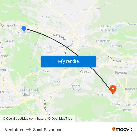 Ventabren to Saint-Savournin map