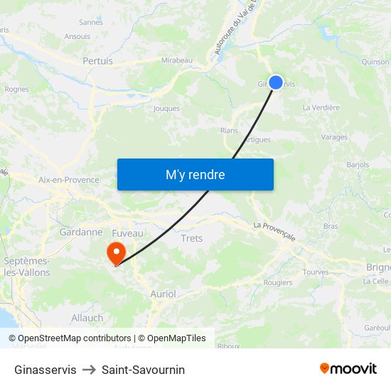 Ginasservis to Saint-Savournin map