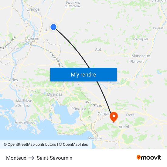Monteux to Saint-Savournin map