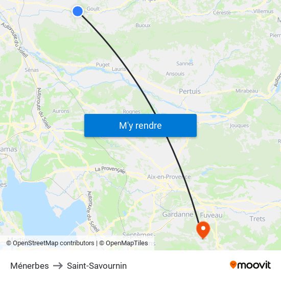 Ménerbes to Saint-Savournin map