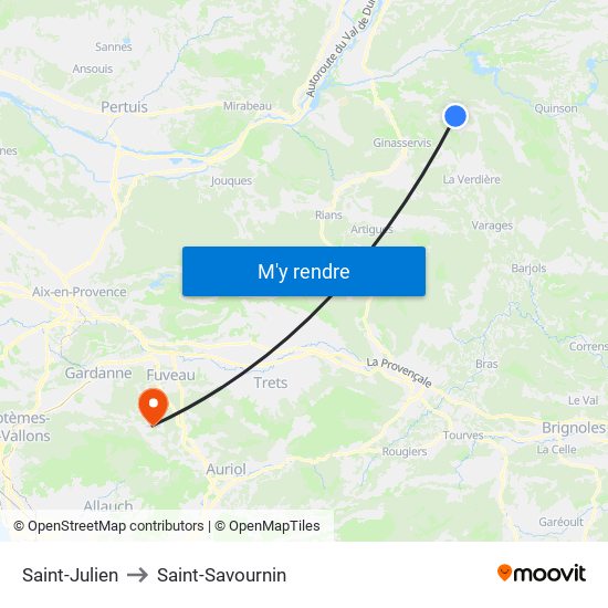 Saint-Julien to Saint-Savournin map