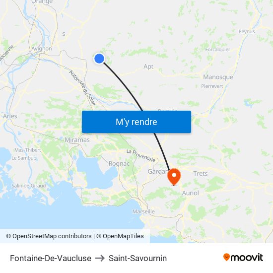 Fontaine-De-Vaucluse to Saint-Savournin map