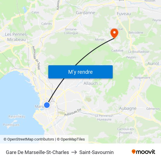 Gare De Marseille-St-Charles to Saint-Savournin map