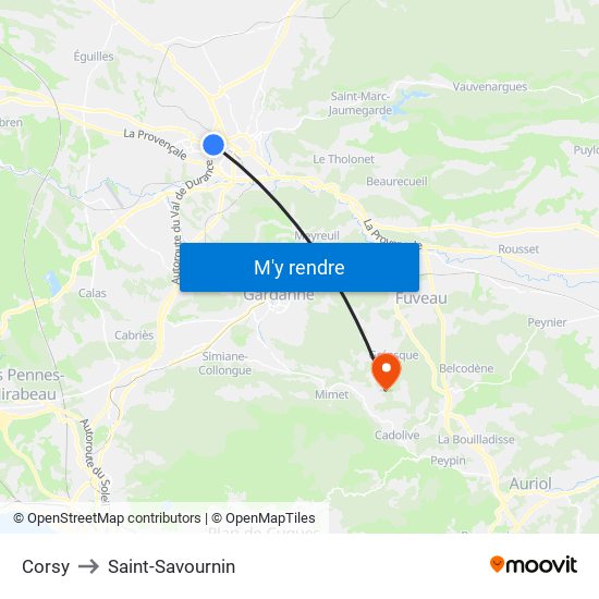 Corsy to Saint-Savournin map
