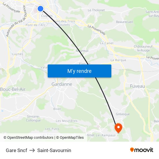 Gare Sncf to Saint-Savournin map