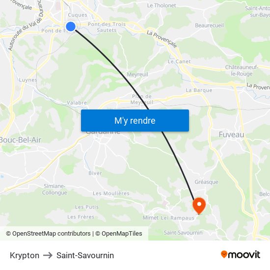 Krypton to Saint-Savournin map