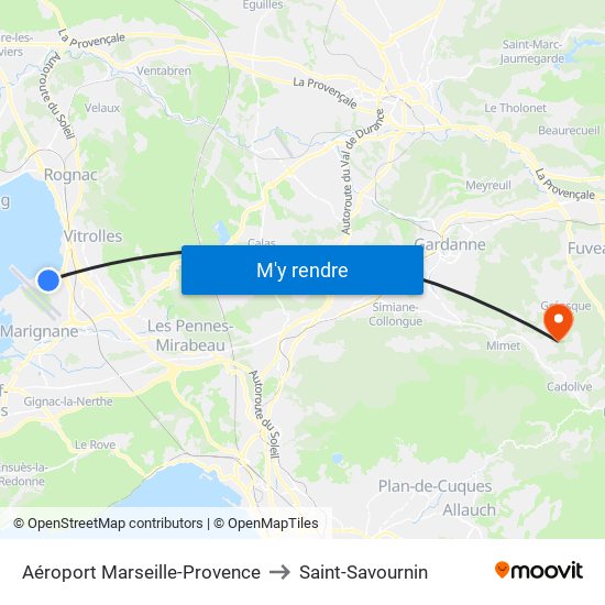 Aéroport Marseille-Provence to Saint-Savournin map