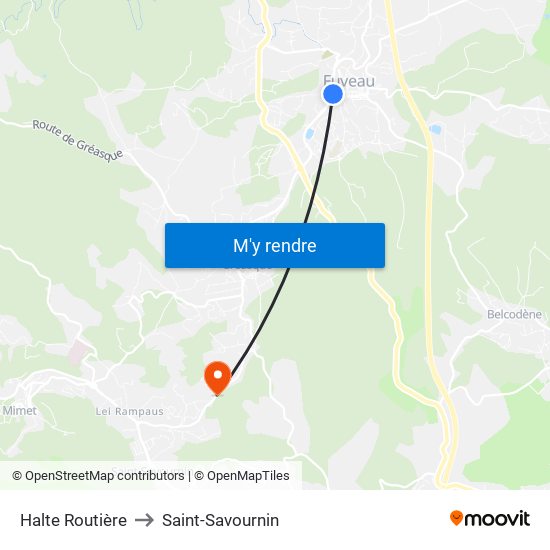 Halte Routière to Saint-Savournin map