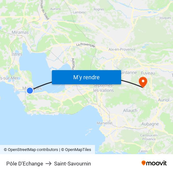 Pôle D'Echange to Saint-Savournin map