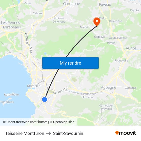 Teisseire Montfuron to Saint-Savournin map