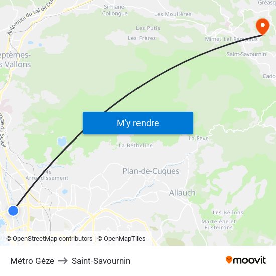 Métro Gèze to Saint-Savournin map