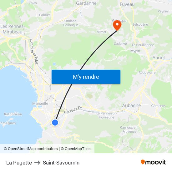 La Pugette to Saint-Savournin map