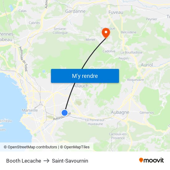 Booth Lecache to Saint-Savournin map