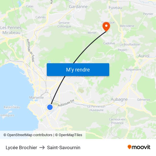 Lycée Brochier to Saint-Savournin map