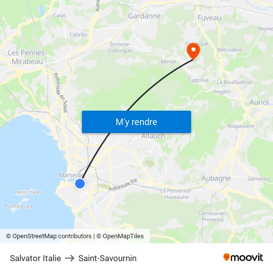 Salvator Italie to Saint-Savournin map