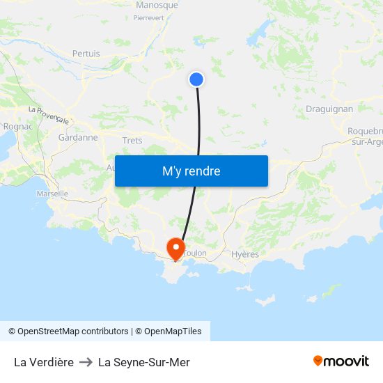 La Verdière to La Seyne-Sur-Mer map