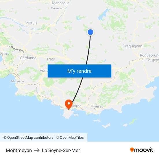 Montmeyan to La Seyne-Sur-Mer map