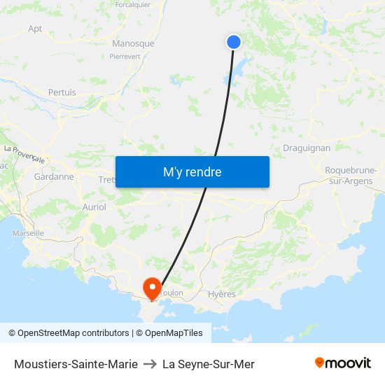 Moustiers-Sainte-Marie to La Seyne-Sur-Mer map