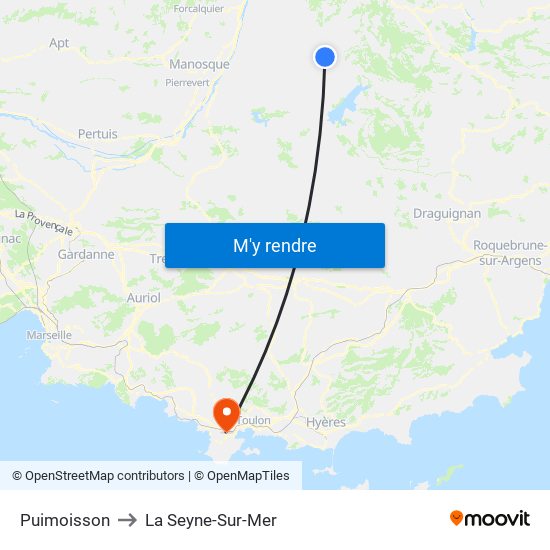 Puimoisson to La Seyne-Sur-Mer map