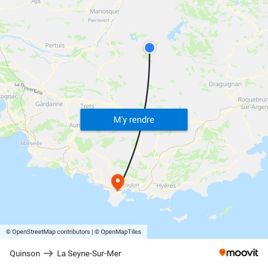 Quinson to La Seyne-Sur-Mer map