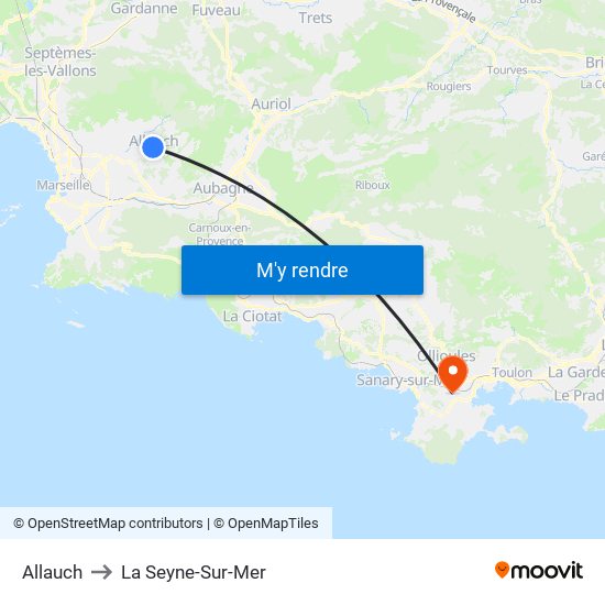 Allauch to La Seyne-Sur-Mer map