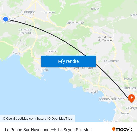 La Penne-Sur-Huveaune to La Seyne-Sur-Mer map