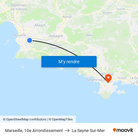 Marseille, 10e Arrondissement to La Seyne-Sur-Mer map