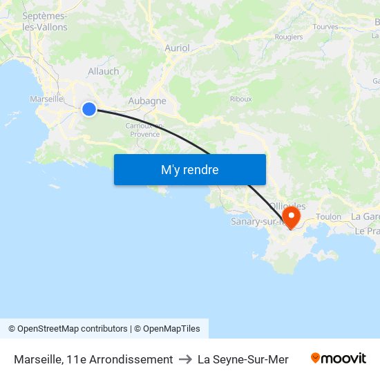 Marseille, 11e Arrondissement to La Seyne-Sur-Mer map