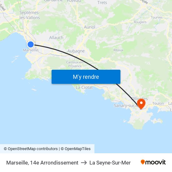 Marseille, 14e Arrondissement to La Seyne-Sur-Mer map