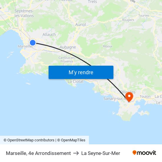 Marseille, 4e Arrondissement to La Seyne-Sur-Mer map