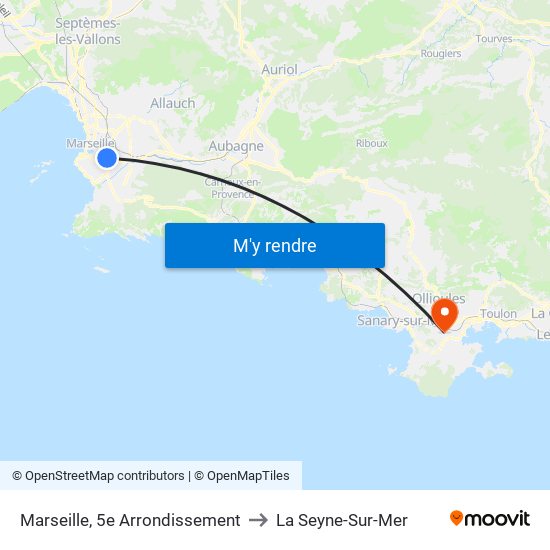Marseille, 5e Arrondissement to La Seyne-Sur-Mer map