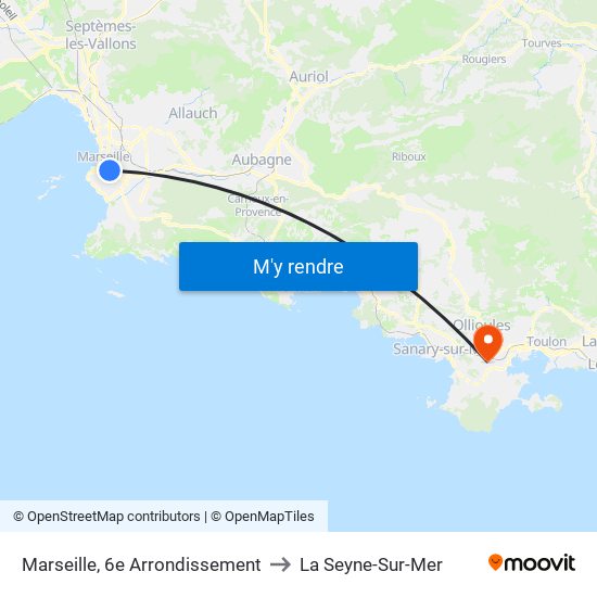 Marseille, 6e Arrondissement to La Seyne-Sur-Mer map