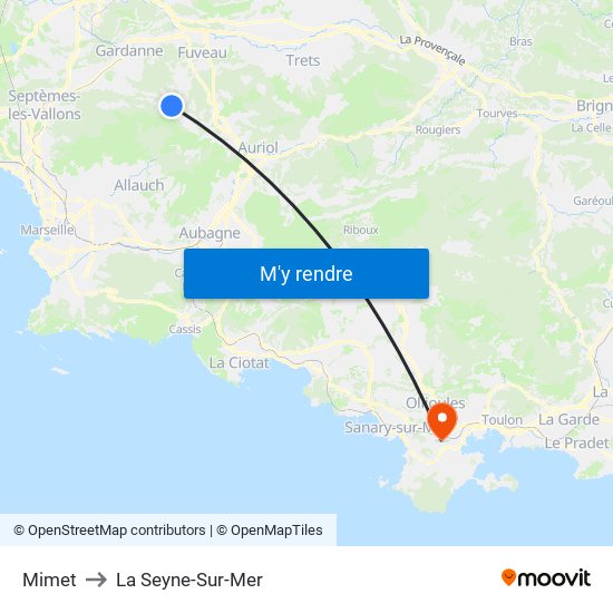 Mimet to La Seyne-Sur-Mer map