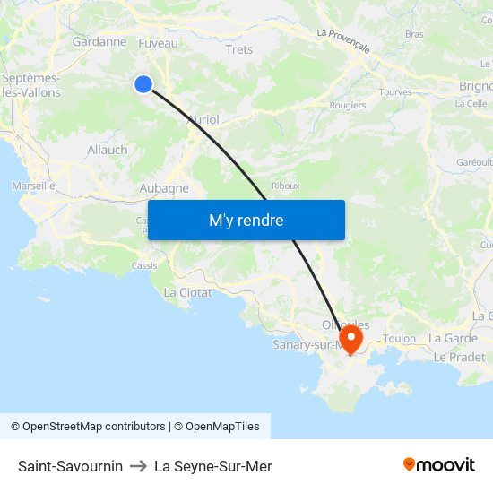 Saint-Savournin to La Seyne-Sur-Mer map