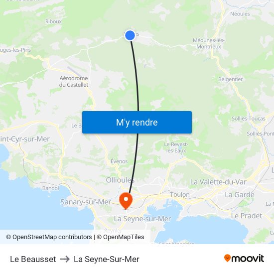 Le Beausset to La Seyne-Sur-Mer map