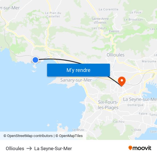 Ollioules to La Seyne-Sur-Mer map