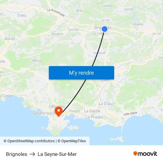 Brignoles to La Seyne-Sur-Mer map