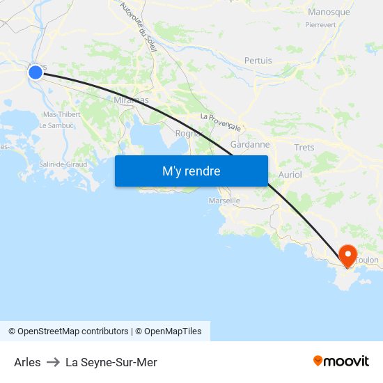 Arles to La Seyne-Sur-Mer map