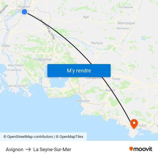Avignon to La Seyne-Sur-Mer map