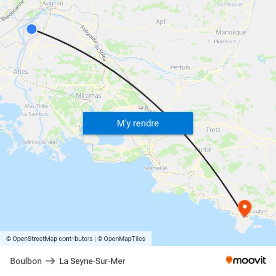 Boulbon to La Seyne-Sur-Mer map