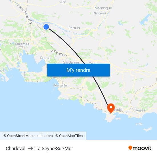 Charleval to La Seyne-Sur-Mer map