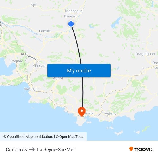 Corbières to La Seyne-Sur-Mer map