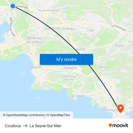Coudoux to La Seyne-Sur-Mer map