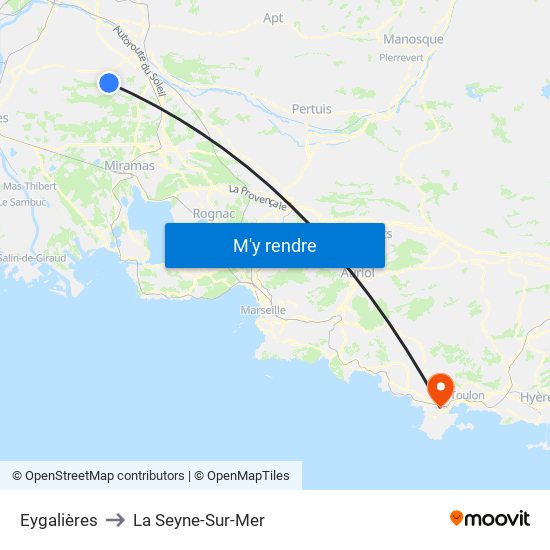Eygalières to La Seyne-Sur-Mer map
