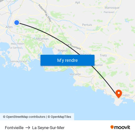 Fontvieille to La Seyne-Sur-Mer map