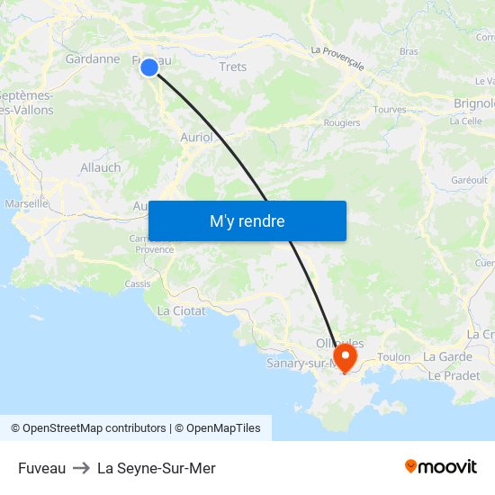 Fuveau to La Seyne-Sur-Mer map