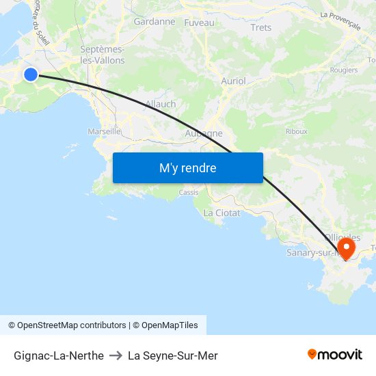 Gignac-La-Nerthe to La Seyne-Sur-Mer map