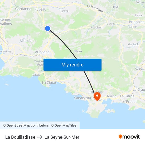 La Bouilladisse to La Seyne-Sur-Mer map